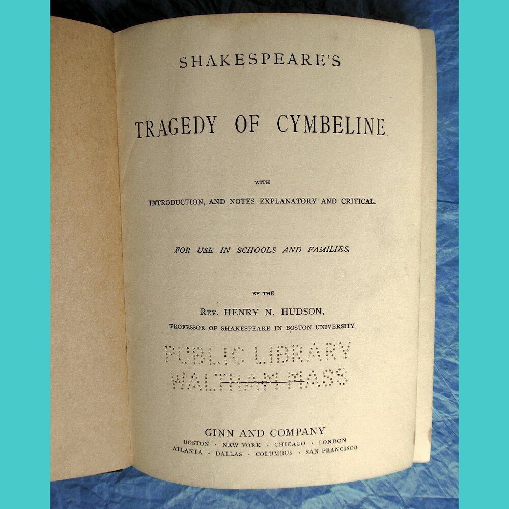 Antique Book (1909) Shakespeare's Tragedy of Cymbeline, Intro by Henry N. Hudson - Picture 2 of 16